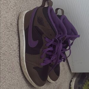 Purple and Brown High-Top Sneakers